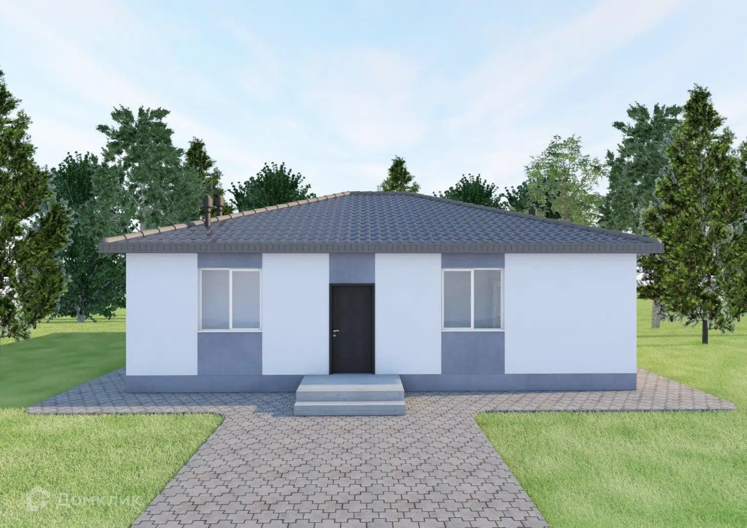 Проект дома «СФ 106» компании ООО «НОВОПАШИН» из материала Газобетонные блоки площадью 106м² под ключ за 8190000₽ в Донецке | 1 этаж, 3 спальни, 2 санузла – Домклик