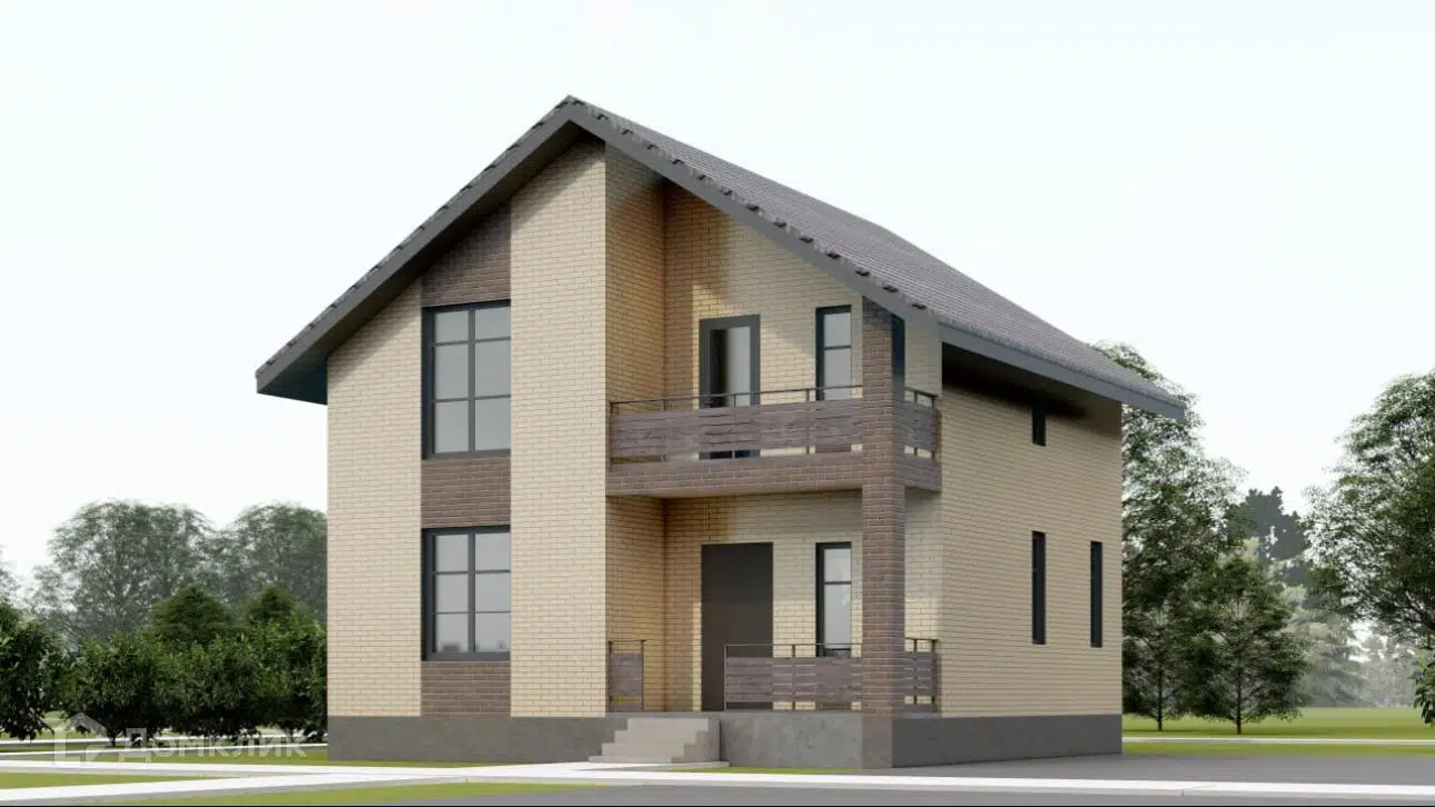 Проект дома «ДК-109-2П» компании «SKD DOM» из материала Газобетонные блоки площадью 109м² под ключ за 7500000₽ в Донецке | 2 этажа, 3 спальни, 2 санузла – Домклик