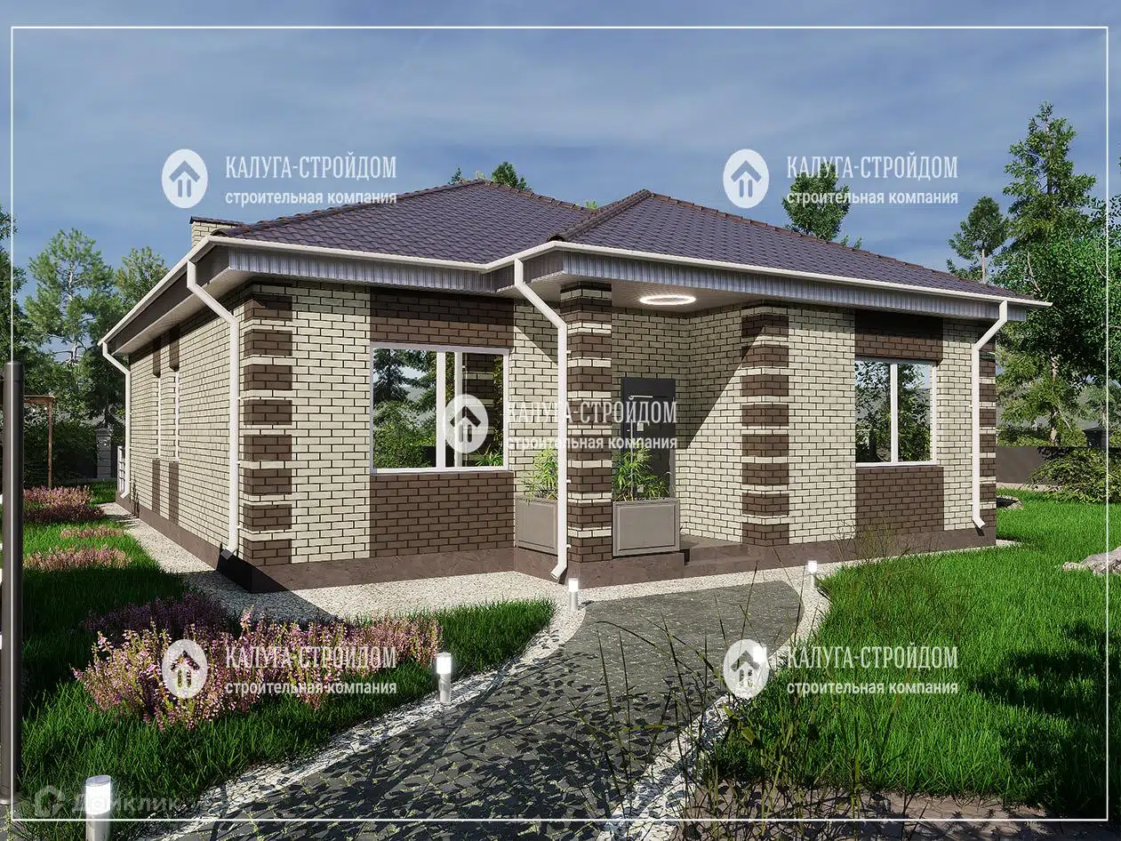 Проект дома «СП-32» компании КАЛУГА-СТРОЙДОМ из материала Газобетонные блоки площадью 112м² под ключ за 6200000₽ в Луганске | 1 этаж, 3 спальни, 1 санузел – Домклик