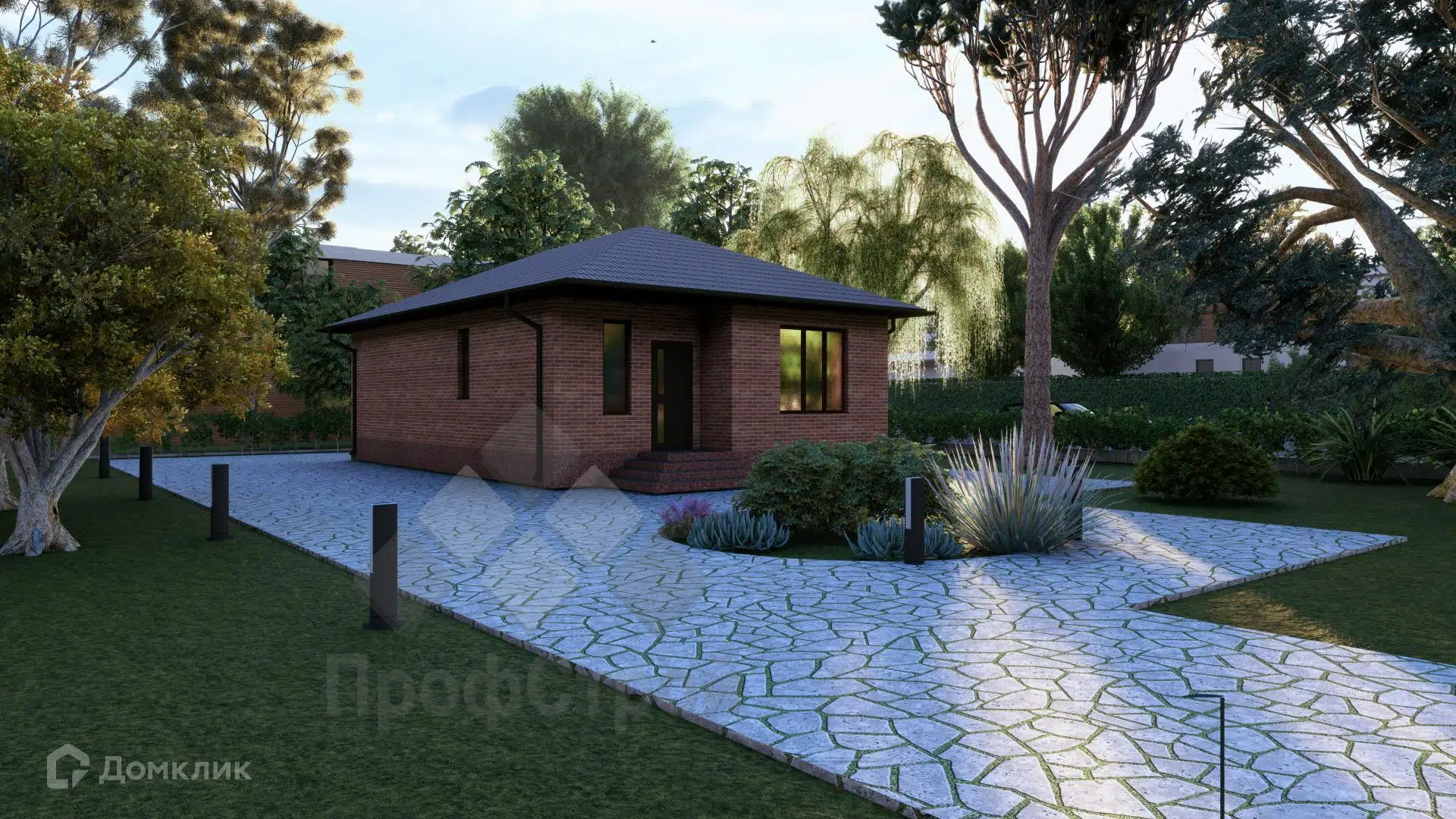 Проект дома «Плутон» компании ПрофСтрой из материала Газобетонные блоки площадью 76.95м² под ключ за 4000000₽ в Донецке | 1 этаж, 3 спальни, 1 санузел – Домклик