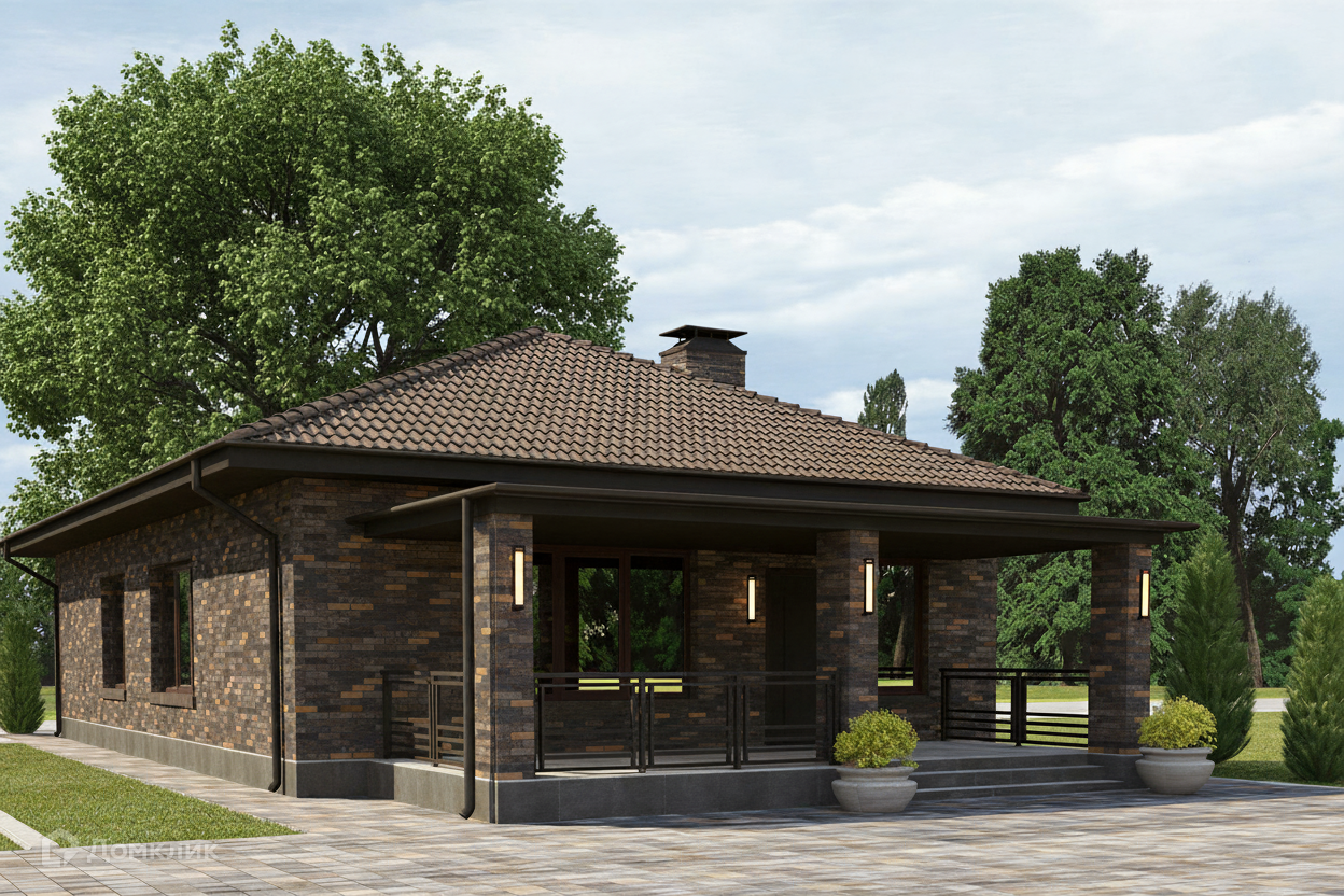 Проект дома «одноэтажный дом Д-3» компании Новострой из материала Кирпич площадью 120.1м² под ключ за 5944000₽ в Донецке | 1 этаж, 3 спальни, 2 санузла – Домклик