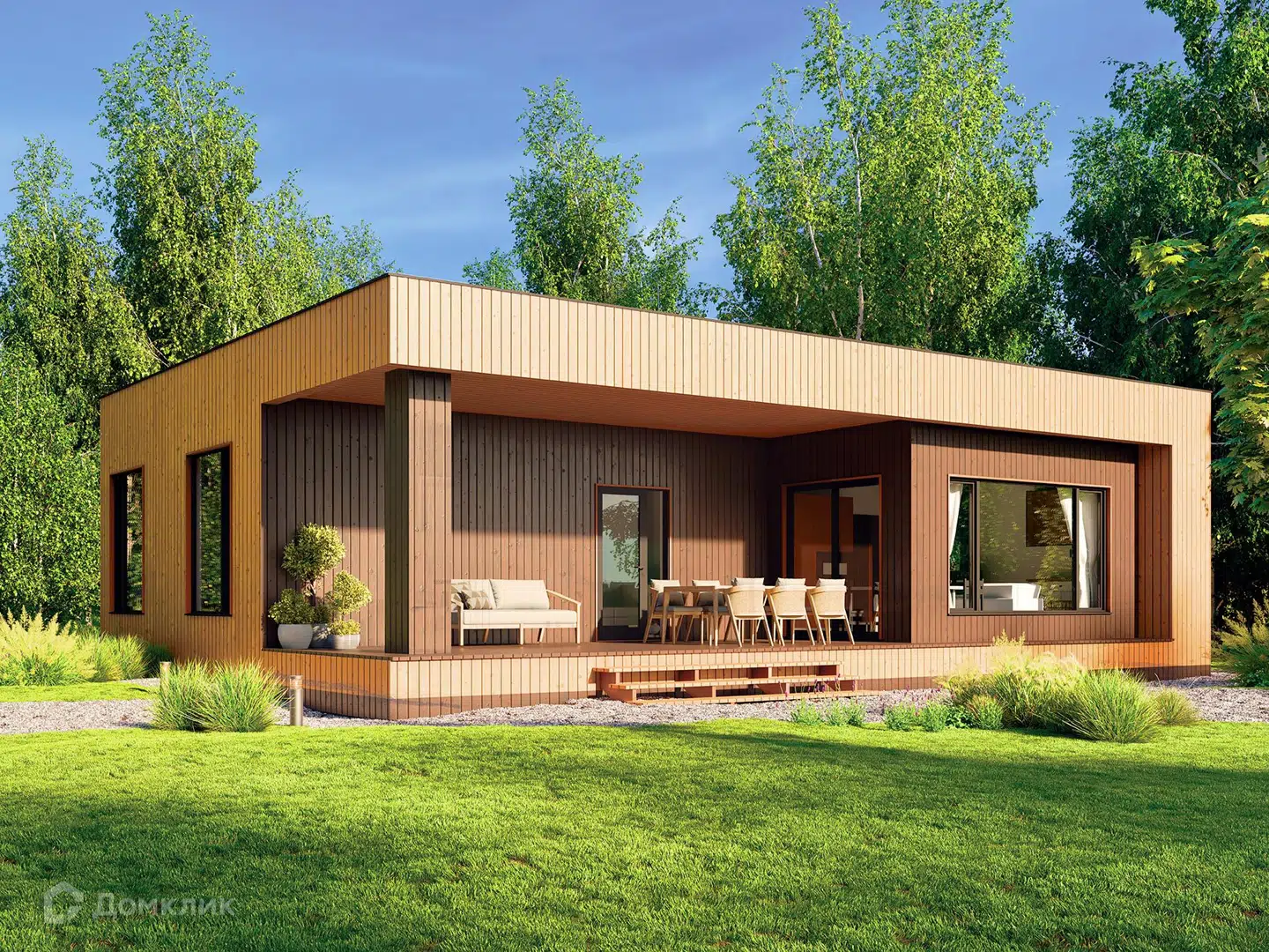 Проект дома «Техас К 126» компании из материала Каркасный дом площадью 113м² под ключ за 4577147₽ в Донецке | 1 этаж, 3 спальни, 1 санузел – Домклик