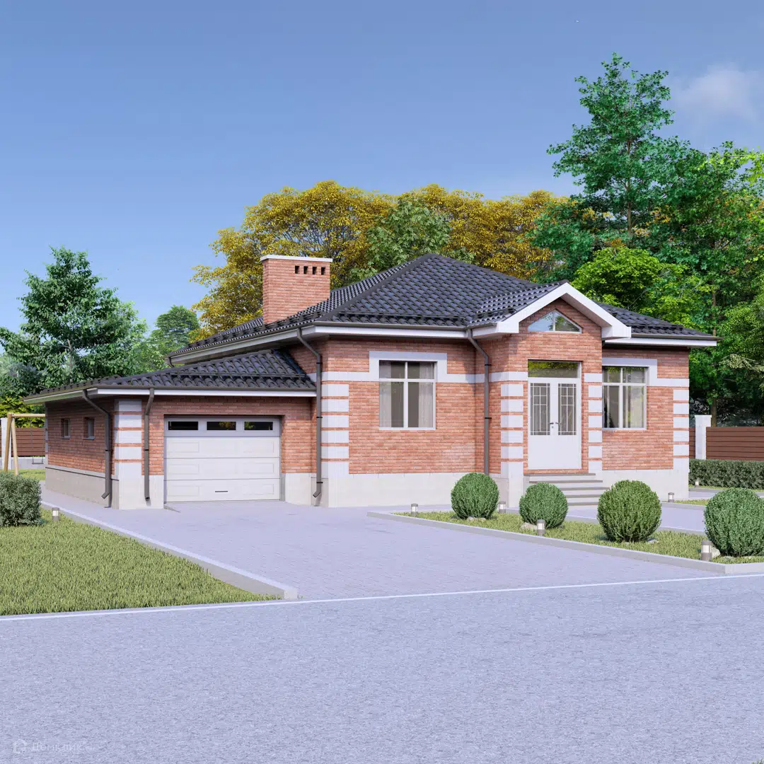 Проект дома «ПО-3» компании ООО «Питеров Групп» из материала Кирпич площадью 110м² под ключ за 6894680₽ в Донецке | 1 этаж, 2 спальни, 1 санузел – Домклик