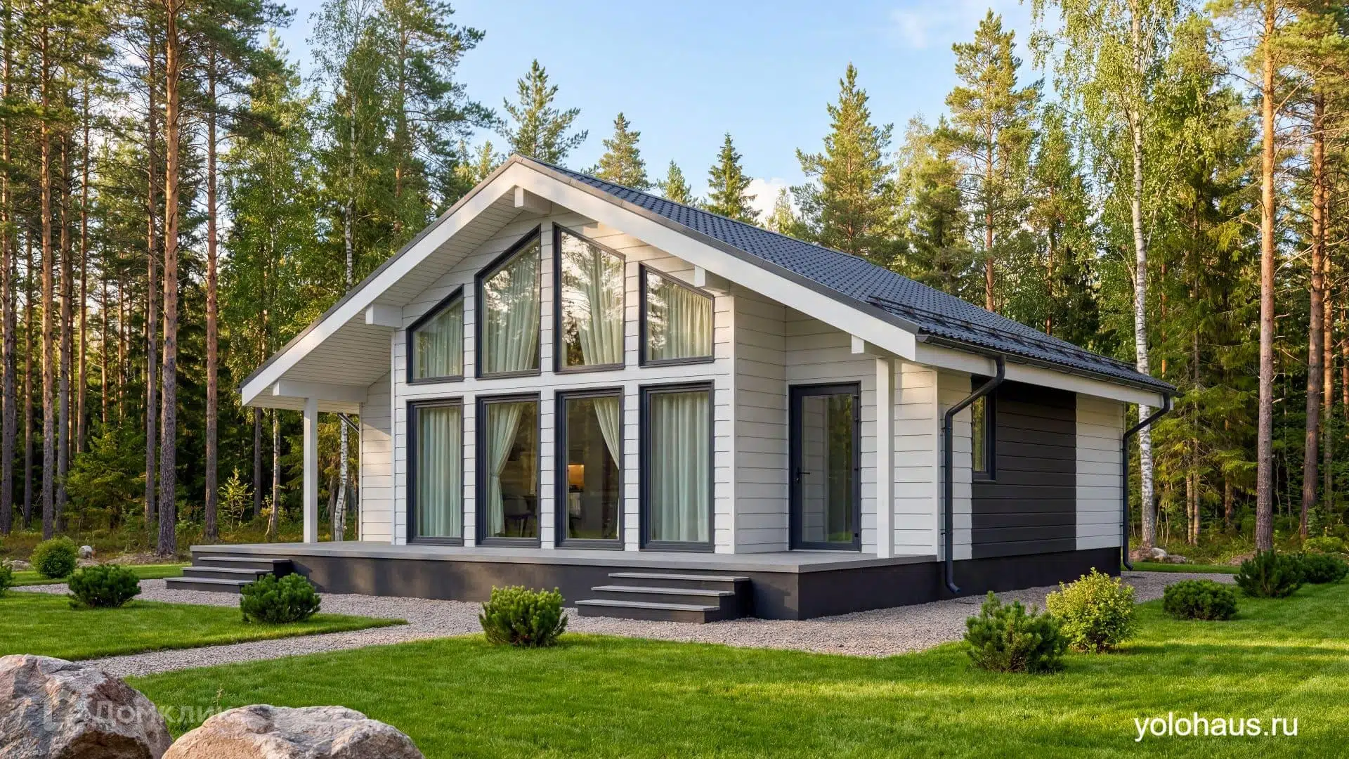 Проект дома «Каркасный К88» компании ЙОЛО ХАУС из материала Каркасный дом площадью 88м² под ключ за 4800000₽ в Донецке | 1 этаж, 2 спальни, 2 санузла – Домклик