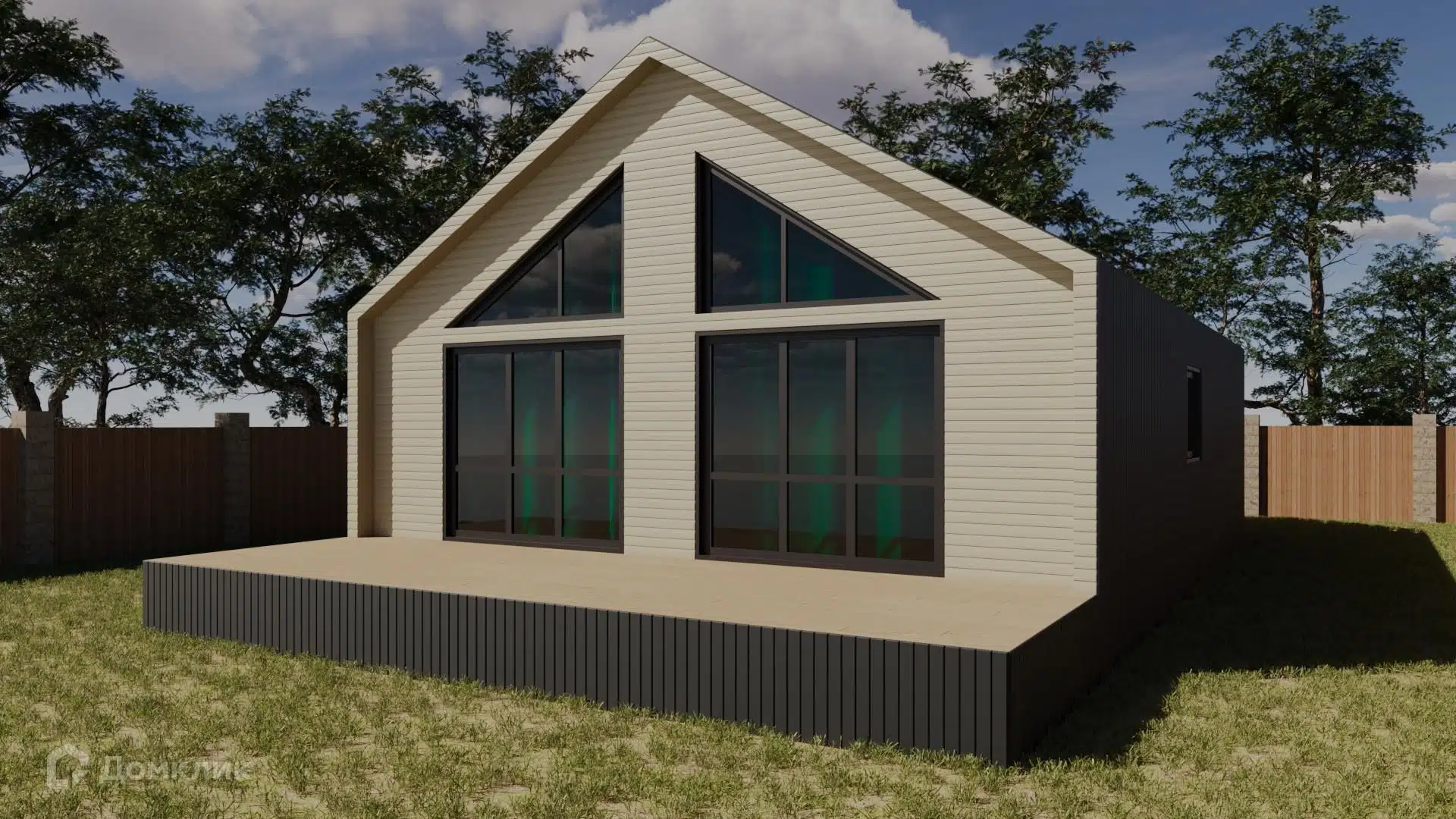 Проект дома «Проект Барн одноэтажный 133 м2» компании ССК-ДОМ из материала Каркасный дом площадью 129.7м² под ключ за 7553000₽ в Луганске | 1 этаж, 3 спальни, 2 санузла – Домклик