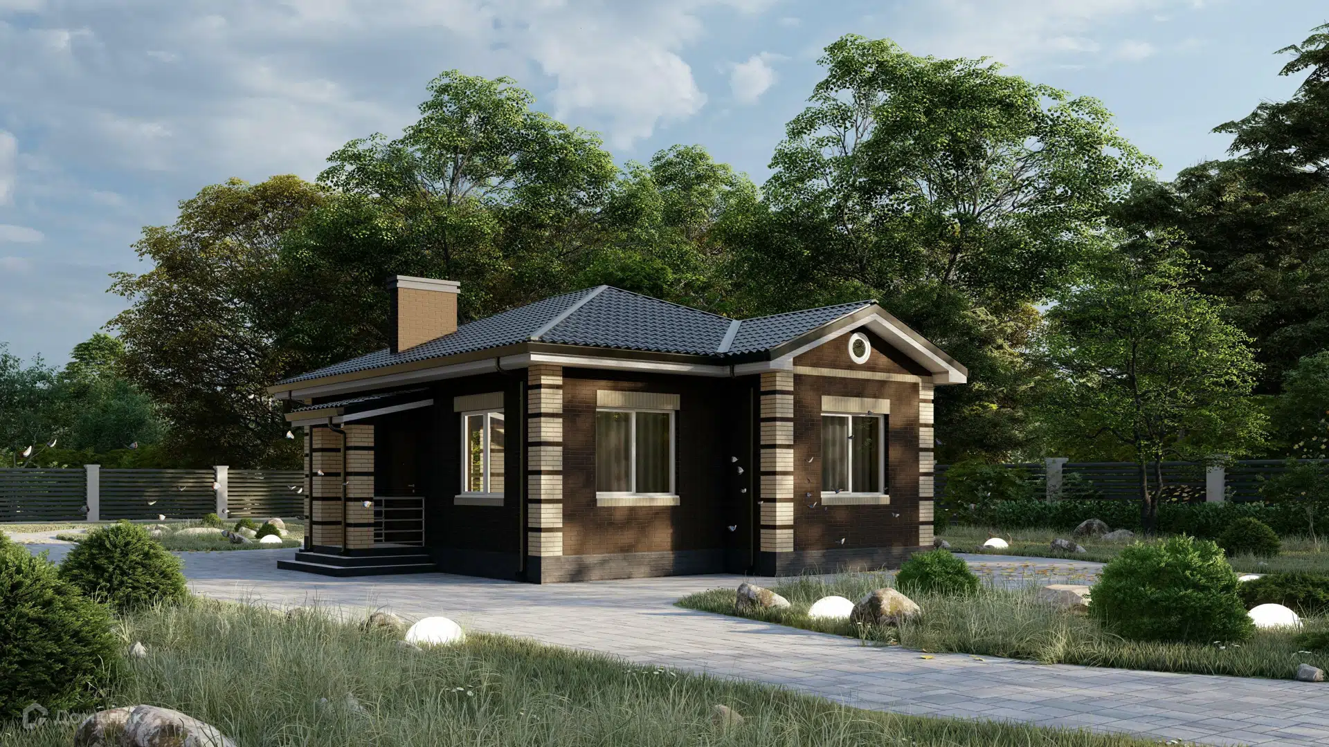 Проект дома «Сказка» компании ИП Ветринская Елена Александровна из материала Газобетонные блоки площадью 95.3м² под ключ за 4296720₽ в Донецке | 1 этаж, 2 спальни, 2 санузла – Домклик