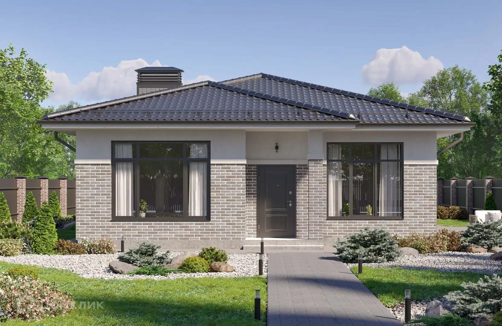 Проект дома «Проект №371» компании СК НОВАЦИЯ Санкт-Петербург и ЛО из материала Газобетонные блоки площадью 107м² под ключ за 7500000₽ в Донецке | 1 этаж, 3 спальни, 2 санузла – Домклик