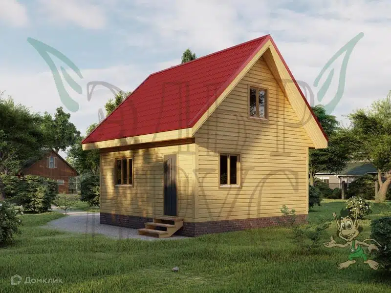 Проект дома «Каркасный дом "Амос"» компании ООО «ЭльфБрус» из материала Каркасный дом площадью 42м² под ключ за 1981000₽ в Донецке | 2 этажа, 2 спальни, 1 санузел – Домклик