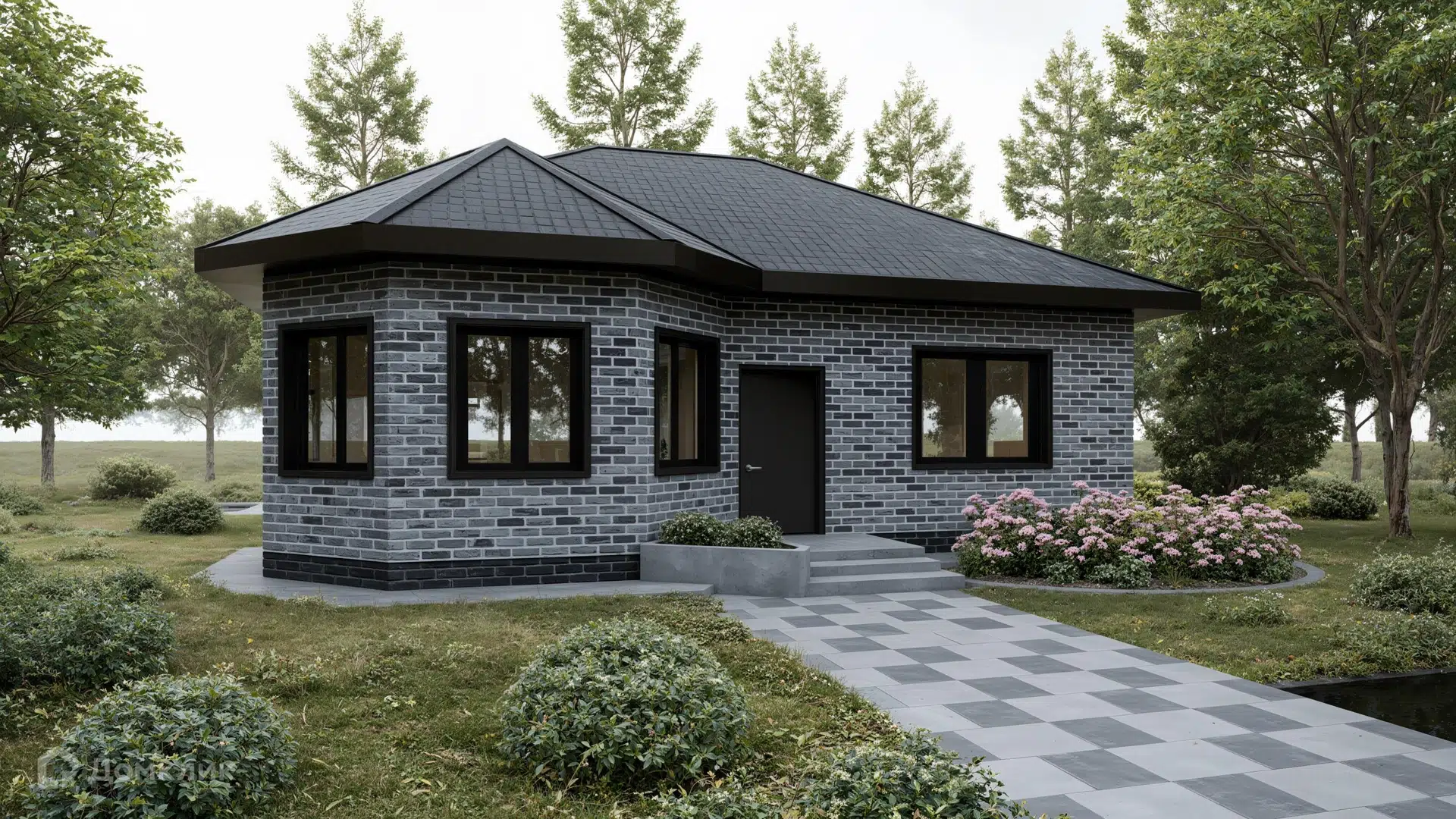 Проект дома «Загородный дом - 100» компании ООО «Мастер Билл Сахалин 2020» из материала Газобетонные блоки площадью 85.72м² под ключ за 9450000₽ в Донецке | 1 этаж, 2 спальни, 1 санузел – Домклик