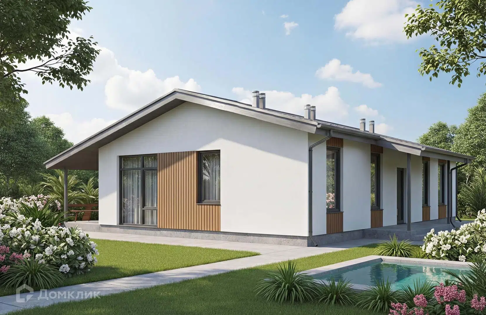 Проект дома «Проект №398» компании ООО«НОВАСТРОЙ» из материала Газобетонные блоки площадью 112м² под ключ за 5500000₽ в Донецке | 1 этаж, 3 спальни, 2 санузла – Домклик