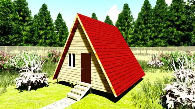 Проект дома «Проект №33» компании Земле-Строй из материала Каркасный дом площадью 36м² под ключ за 1090000₽ в Луганске | 1 этаж, 2 спальни, 1 санузел – Домклик