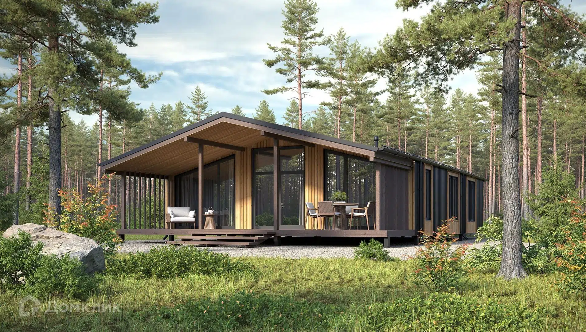 Проект дома «БАРН 101» компании ООО СМК «ДЕМИДОВСКИЙ» из материала Панельно-каркасная технология площадью 101.5м² под ключ за 7250000₽ в Донецке | 1 этаж, 3 спальни, 2 санузла – Домклик