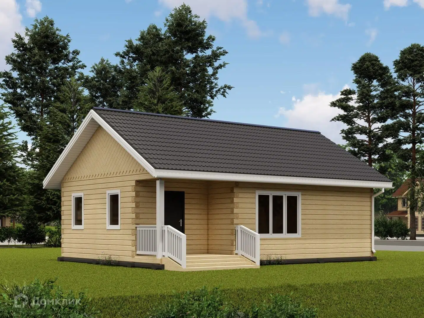 Проект дома «ДОМ 7 Х 10» компании СТРОЙ ЯКУТСК из материала Профилированный брус площадью 61.3м² под ключ за 4500000₽ в Донецке | 1 этаж, 2 спальни, 1 санузел – Домклик