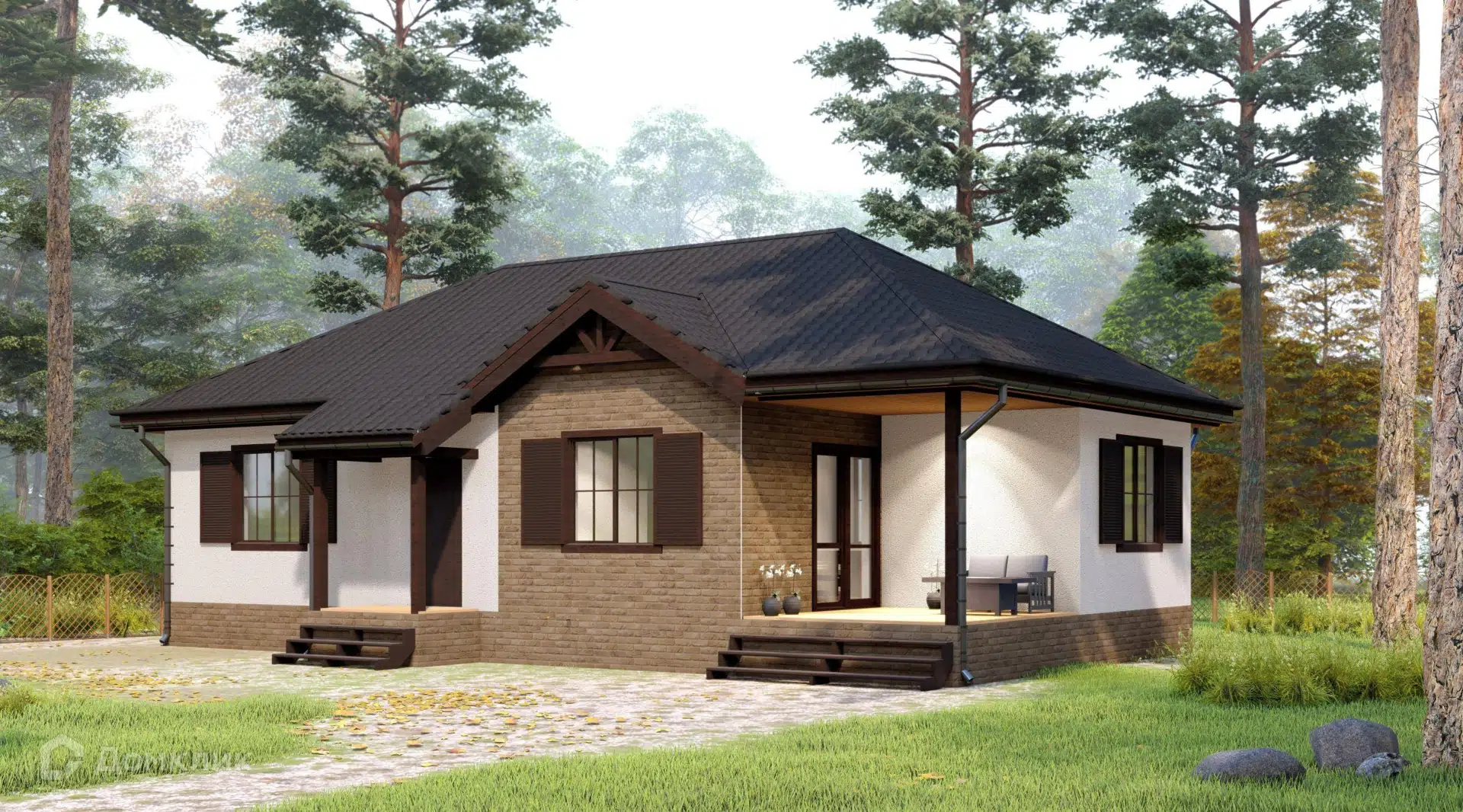 Проект дома «Пикассо » компании 5 СТЕН из материала Каркасный дом площадью 83м² под ключ за 4246000₽ в Донецке | 1 этаж, 3 спальни, 1 санузел – Домклик