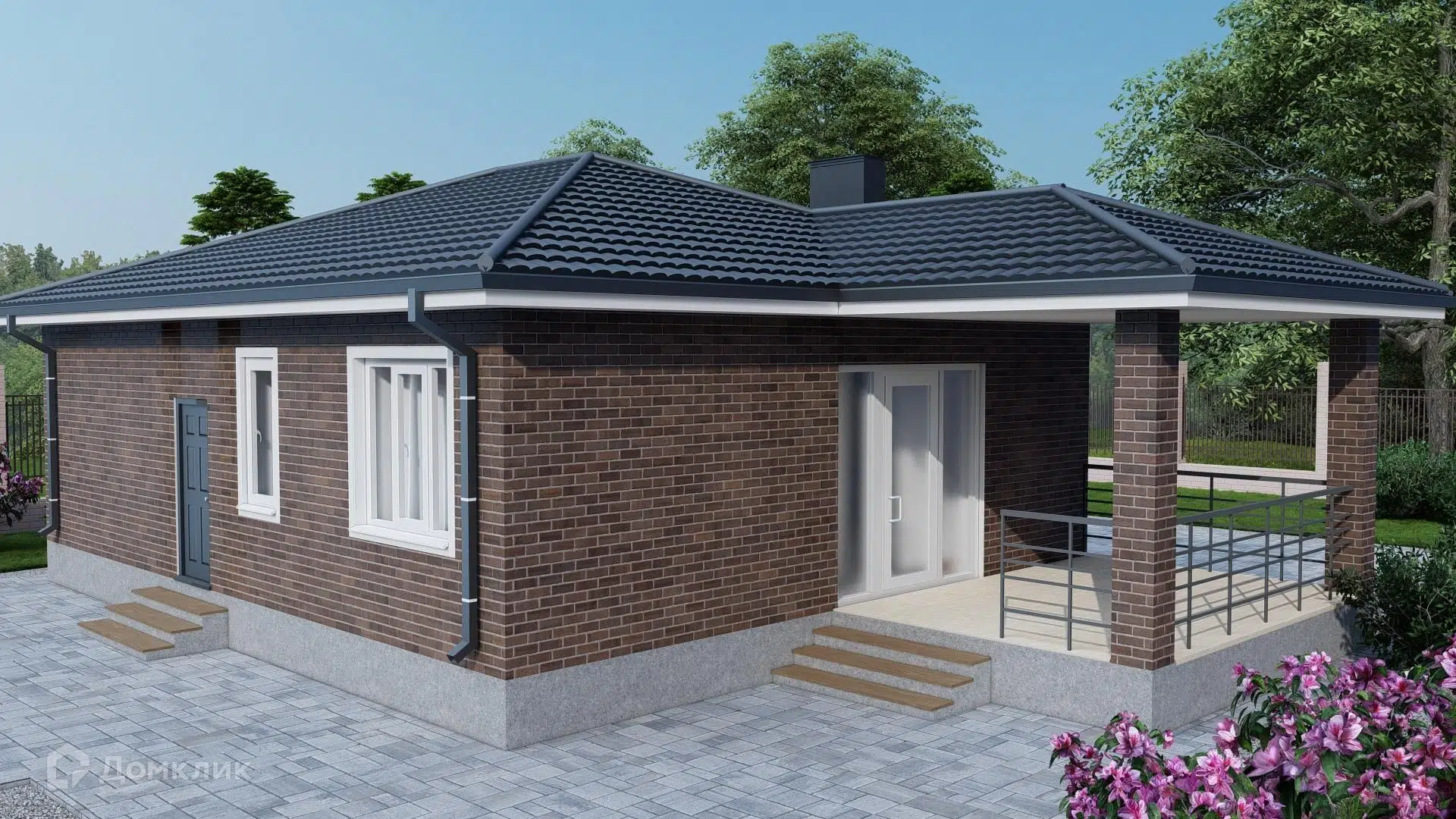 Проект дома «классика 02» компании ИП Брумм Светлана Михайловна из материала Кирпич площадью 103.8м² под ключ за 6550000₽ в Донецке | 1 этаж, 3 спальни, 1 санузел – Домклик