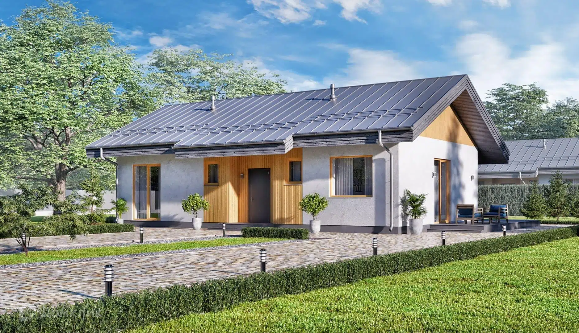 Проект дома «Каркасный К122» компании ЙОЛО ХАУС из материала Каркасный дом площадью 122м² под ключ за 6104000₽ в Донецке | 1 этаж, 3 спальни, 2 санузла – Домклик