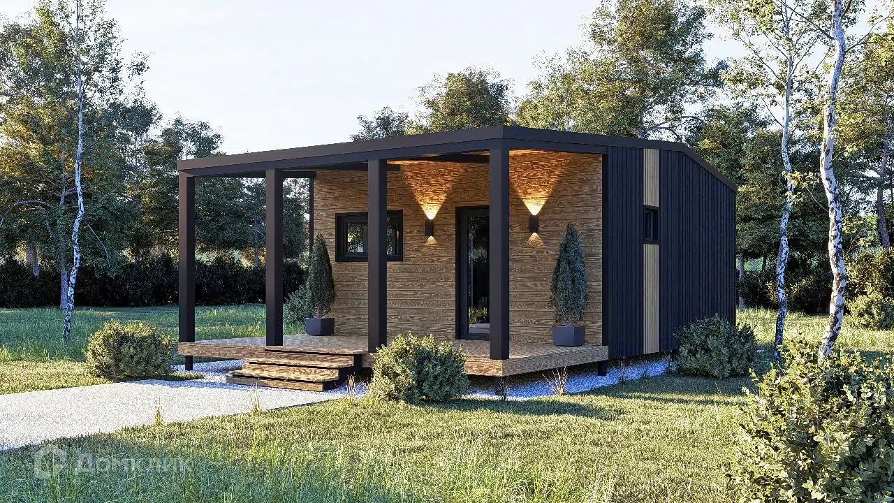 Проект дома «Модульный дом "Таганай"» компании Стройкаркас из материала Каркасный дом площадью 51м² под ключ за 1690000₽ в Донецке | 1 этаж, 1 спальня, 1 санузел – Домклик