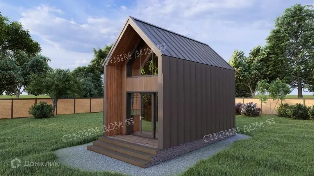 Проект дома «Двухэтажный каркасный дом 7х4 м КД-30» компании СК Строим Дом 53 из материала Каркасный дом площадью 33.7м² под ключ за 2584000₽ в Донецке | 2 этажа, 1 спальня, 1 санузел – Домклик