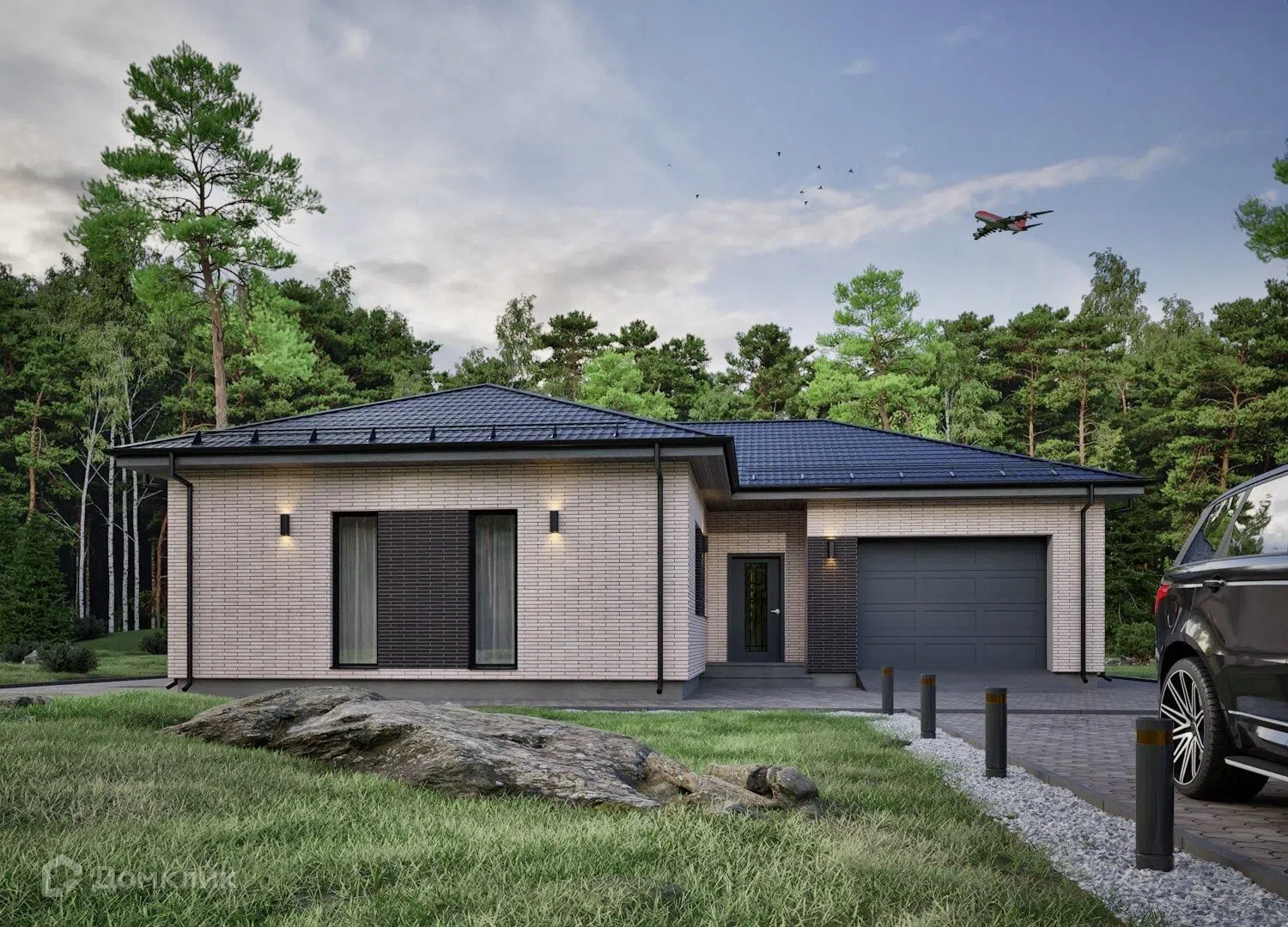Проект дома «P-H 1/6» компании Perfect House г. Ханты-Мансийск из материала Газобетонные блоки площадью 165.44м² под ключ за 7500000₽ в Луганске | 1 этаж, 3 спальни, 2 санузла – Домклик