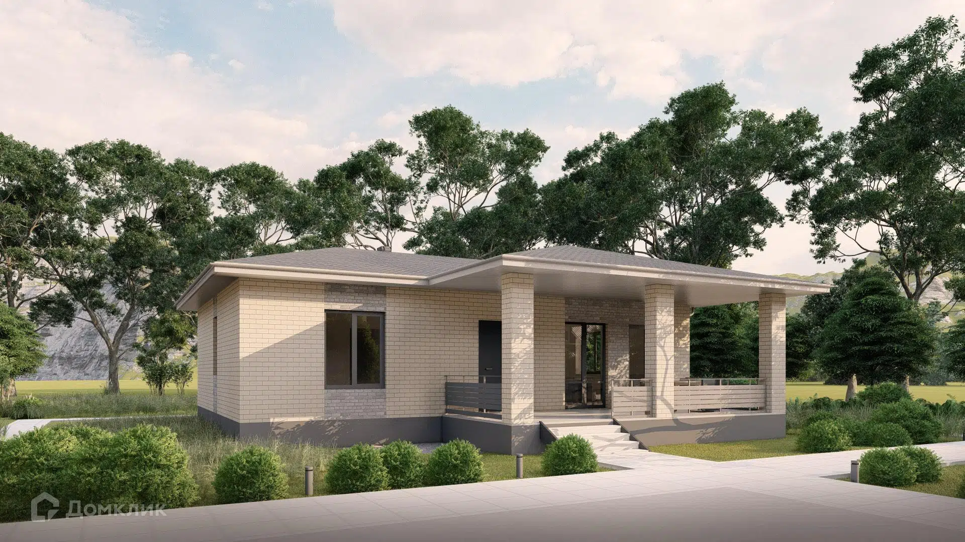 Проект дома «ДК-129-1Т» компании «SKD DOM» из материала Газобетонные блоки площадью 115м² под ключ за 8250000₽ в Донецке | 1 этаж, 2 спальни, 2 санузла – Домклик