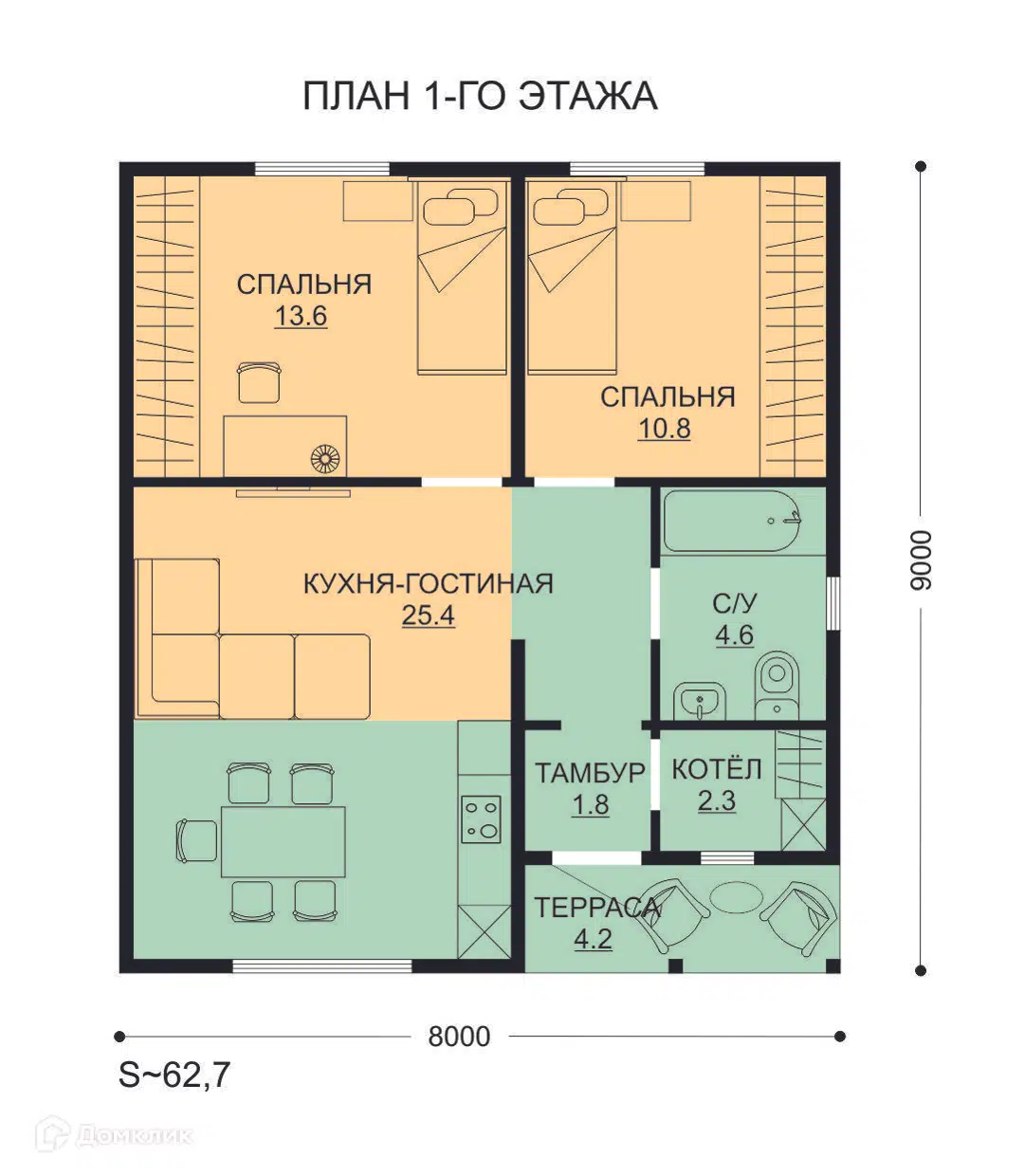 Планировка 1 этажа