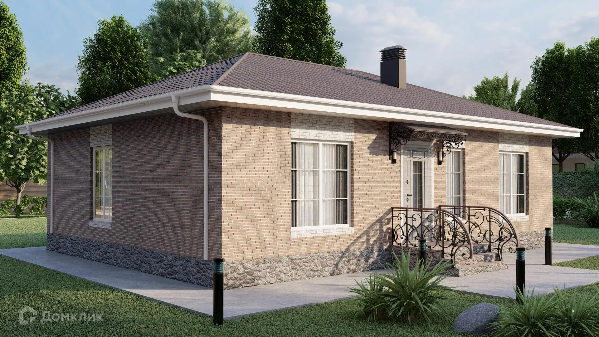 Проект дома «Одноэтажный жилой дом 103 квм» компании Строительная Компания «Алмистрой» из материала Керамические блоки площадью 103м² под ключ за 5150000₽ в Донецке | 1 этаж, 3 спальни, 1 санузел – Домклик