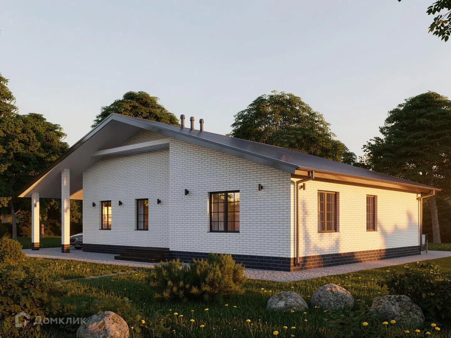 Проект дома «Дом "Примула - 2"» компании ООО СК Добрострой из материала Газобетонные блоки площадью 118.5м² под ключ за 4600000₽ в Донецке | 1 этаж, 3 спальни, 1 санузел – Домклик