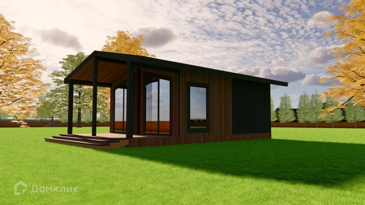 Проект дома «ДКТ-55» компании ИП Танский Д. С. (Евростиль) из материала Каркасный дом площадью 34.38м² под ключ за 4950000₽ в Донецке | 1 этаж, 1 спальня, 1 санузел – Домклик