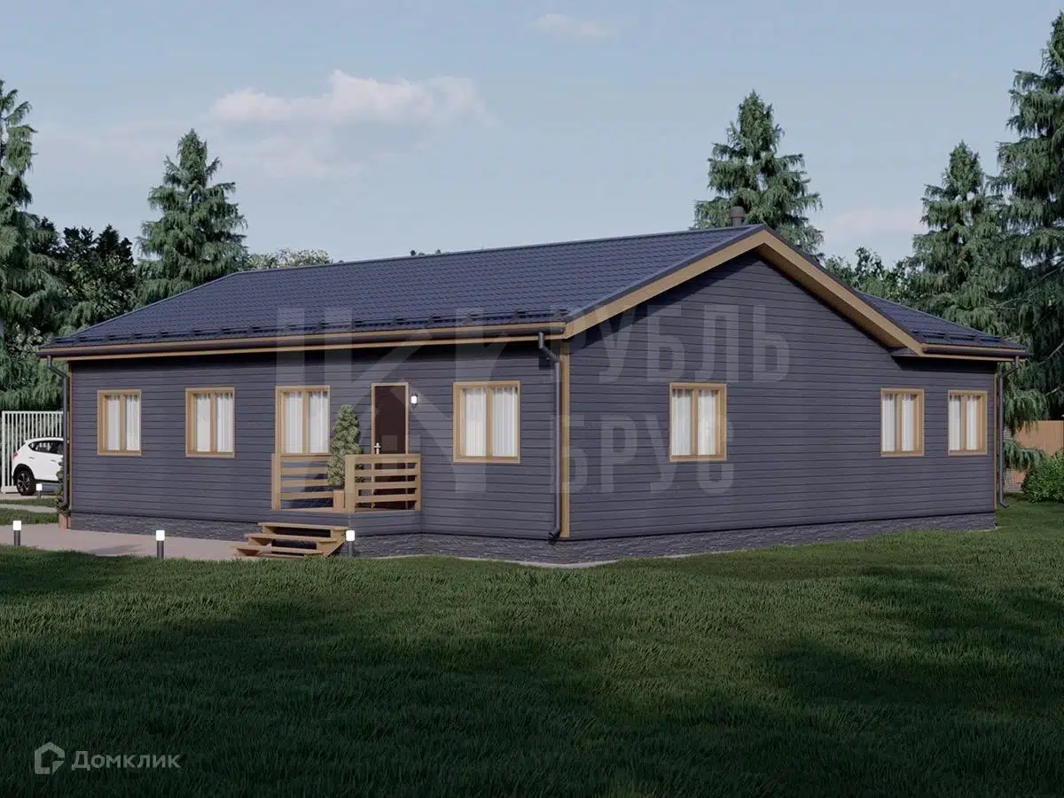Проект дома «Каркасный дом «Европа»» компании РубльБрус строительство деревянных домов и бань по России. из материала Каркасный дом площадью 127м² под ключ за 5758750₽ в Донецке | 1 этаж, 3 спальни, 2 санузла – Домклик