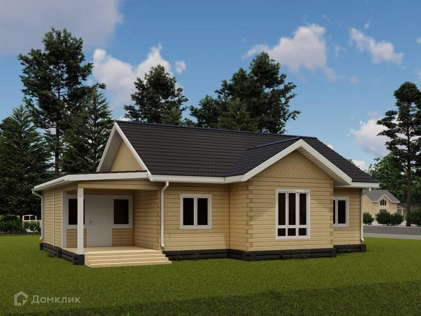 Проект дома «ДОМ 8 Х 10 с террасой» компании СТРОЙ ЯКУТСК из материала Профилированный брус площадью 99.85м² под ключ за 6500000₽ в Донецке | 1 этаж, 3 спальни, 1 санузел – Домклик