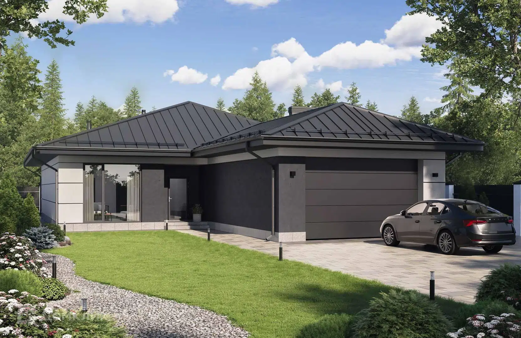 Проект дома «Проект №345-1» компании Новация из материала Газобетонные блоки площадью 184м² под ключ за 11316000₽ в Донецке | 1 этаж, 3 спальни, 2 санузла – Домклик