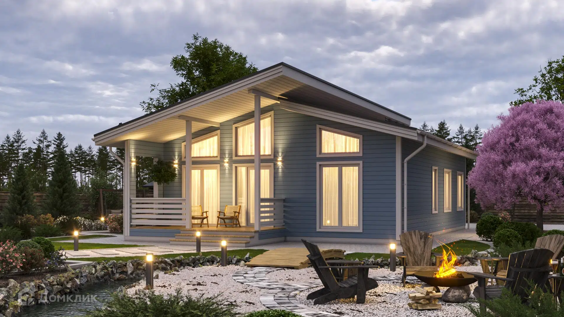 Проект дома «Каркасный дом 9х12 К-29» компании СК «Домовёнок» из материала Каркасный дом площадью 104.7м² под ключ за 5310000₽ в Луганске | 1 этаж, 3 спальни, 2 санузла – Домклик