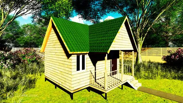 Проект дома «Проект №19» компании Земле-Строй из материала Брус естественной влажности площадью 30м² под ключ за 1500000₽ в Луганске | 2 этажа, 2 спальни, 1 санузел – Домклик