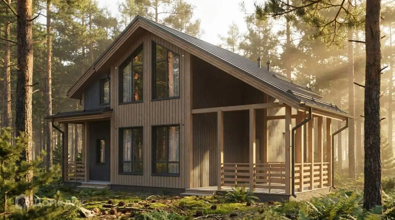 Проект дома «КД-240» компании OLLATALO из материала Каркасный дом площадью 91м² под ключ за 6226000₽ в Донецке | 2 этажа, 5 спален, 2 санузла – Домклик