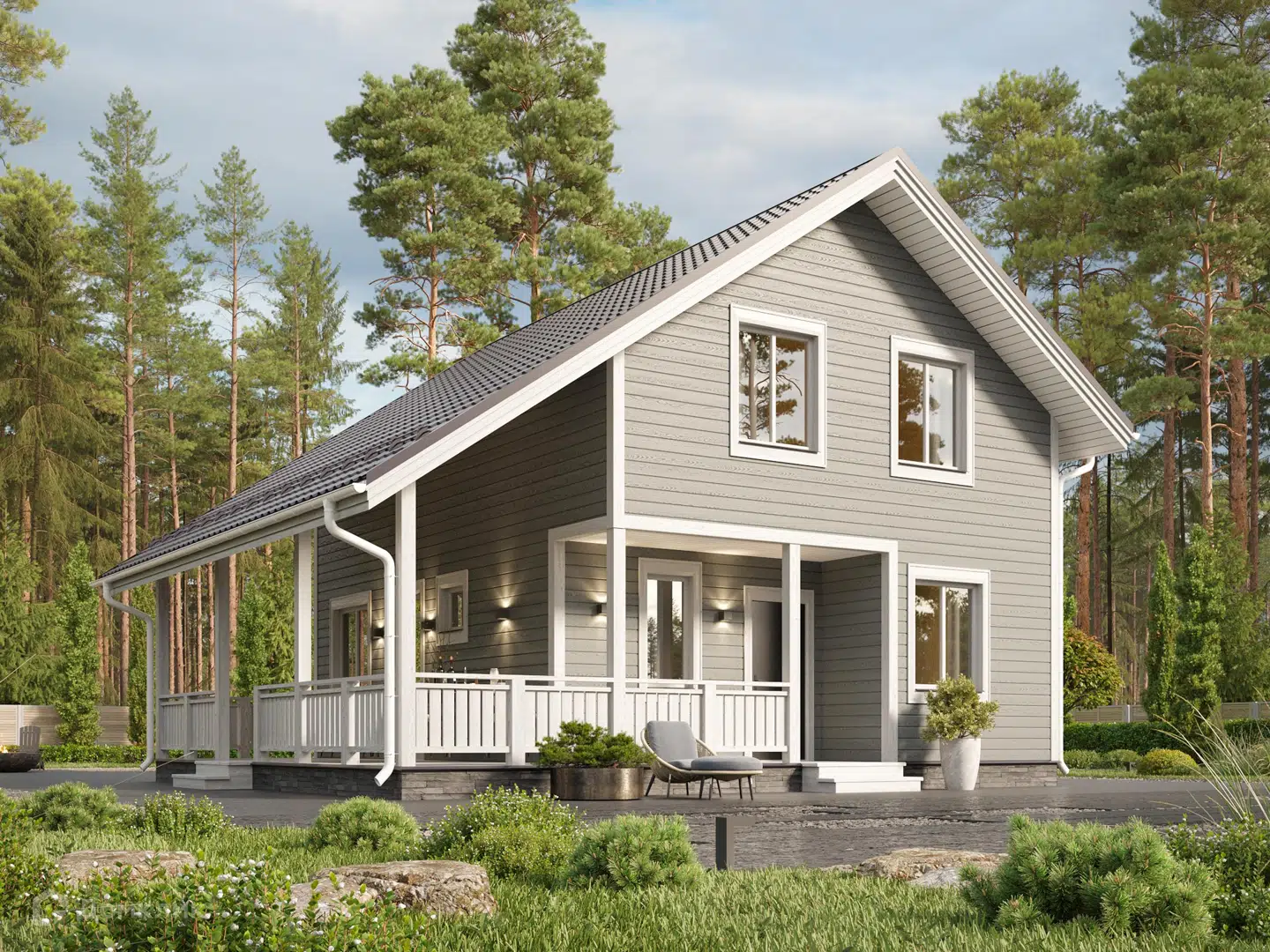 Проект дома «Материкин» компании FamilyDom из материала Каркасный дом площадью 120.5м² под ключ за 5282000₽ в Донецке | 2 этажа, 5 спален, 2 санузла – Домклик