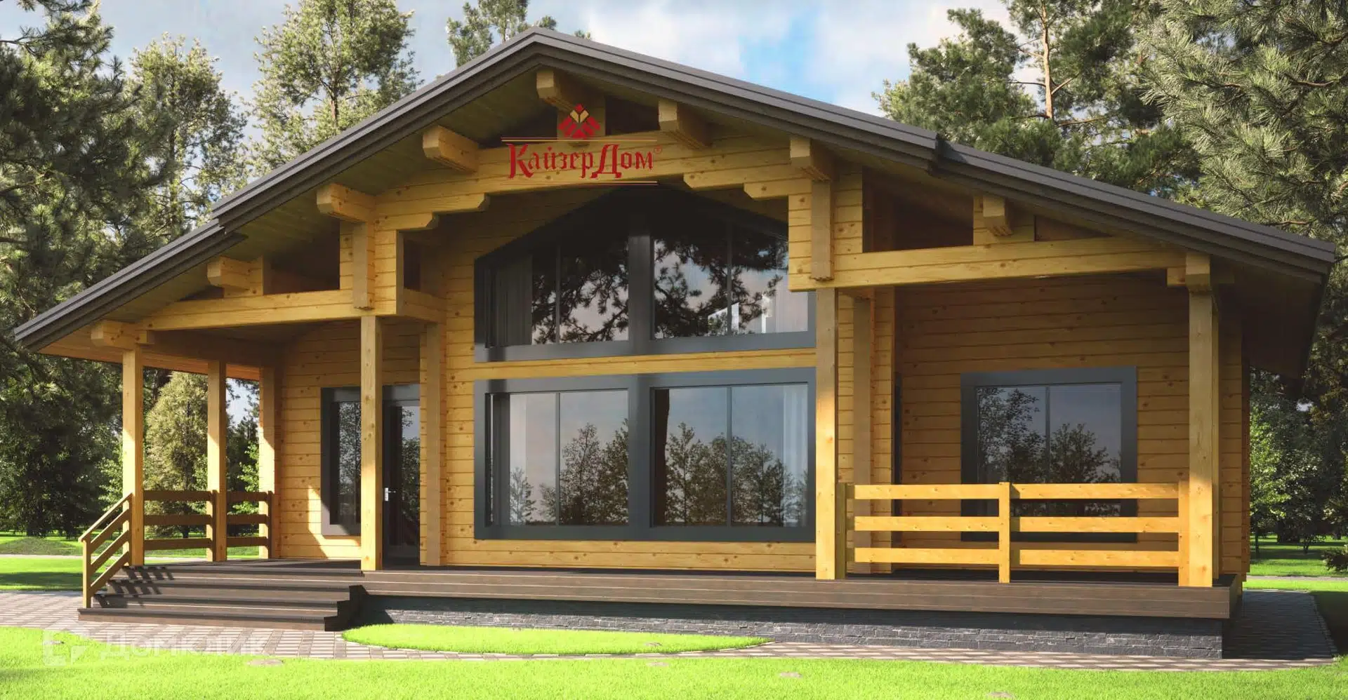 Проект дома «Истра - 143 м2» компании КайзерДом из материала Клееный брус площадью 143м² под ключ за 10570000₽ в Донецке | 1 этаж, 3 спальни, 1 санузел – Домклик