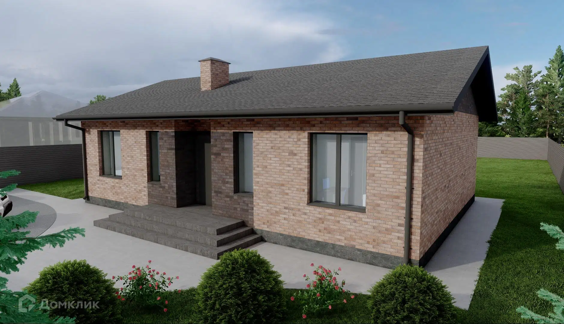 Проект дома «ТП-104» компании ООО «33 Коттеджа» из материала Газобетонные блоки площадью 104м² под ключ за 7250000₽ в Донецке | 1 этаж, 3 спальни, 1 санузел – Домклик