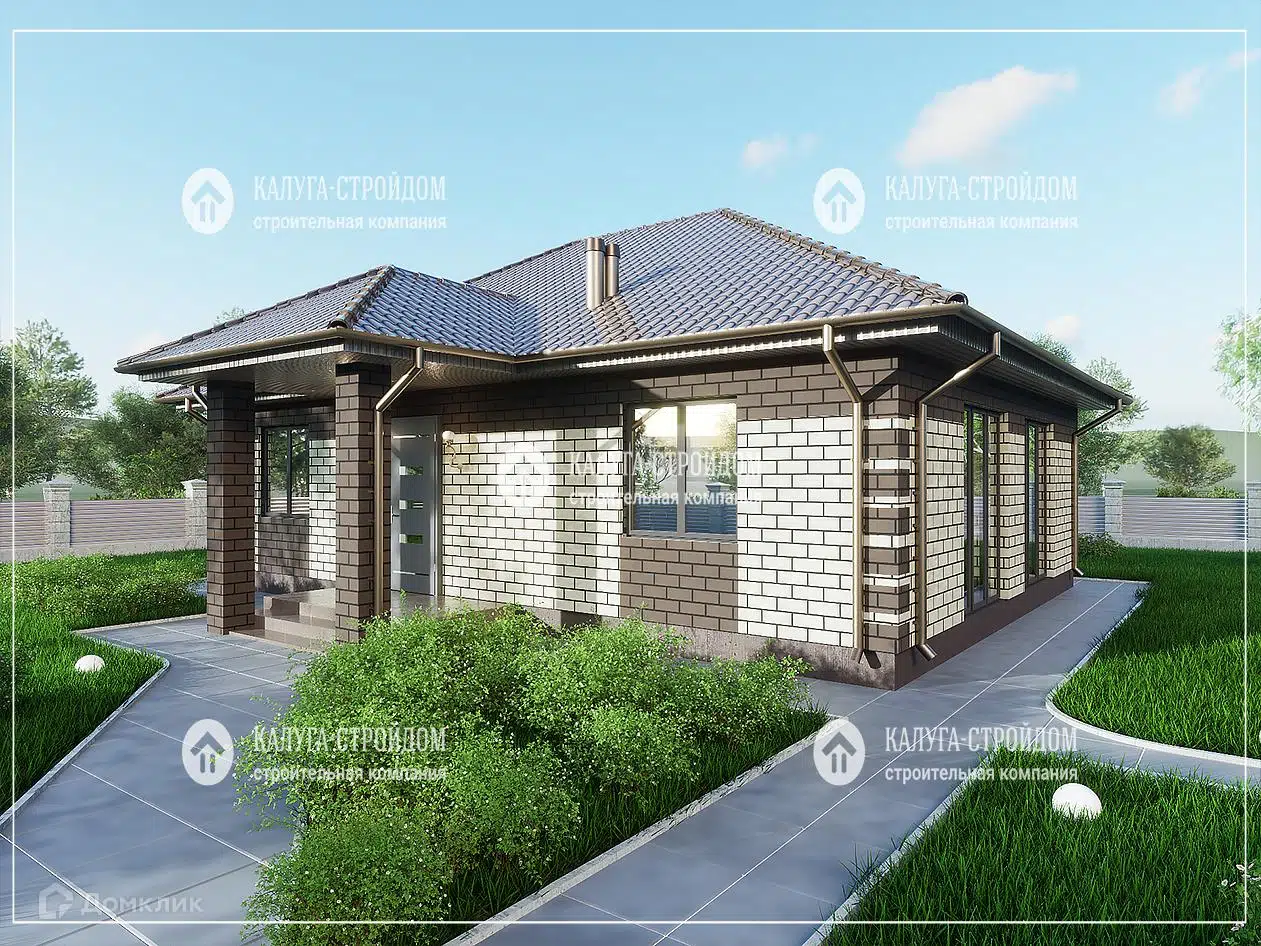 Проект дома «СП-13» компании КАЛУГА-СТРОЙДОМ из материала Газобетонные блоки площадью 88м² под ключ за 5280000₽ в Луганске | 1 этаж, 2 спальни, 1 санузел – Домклик