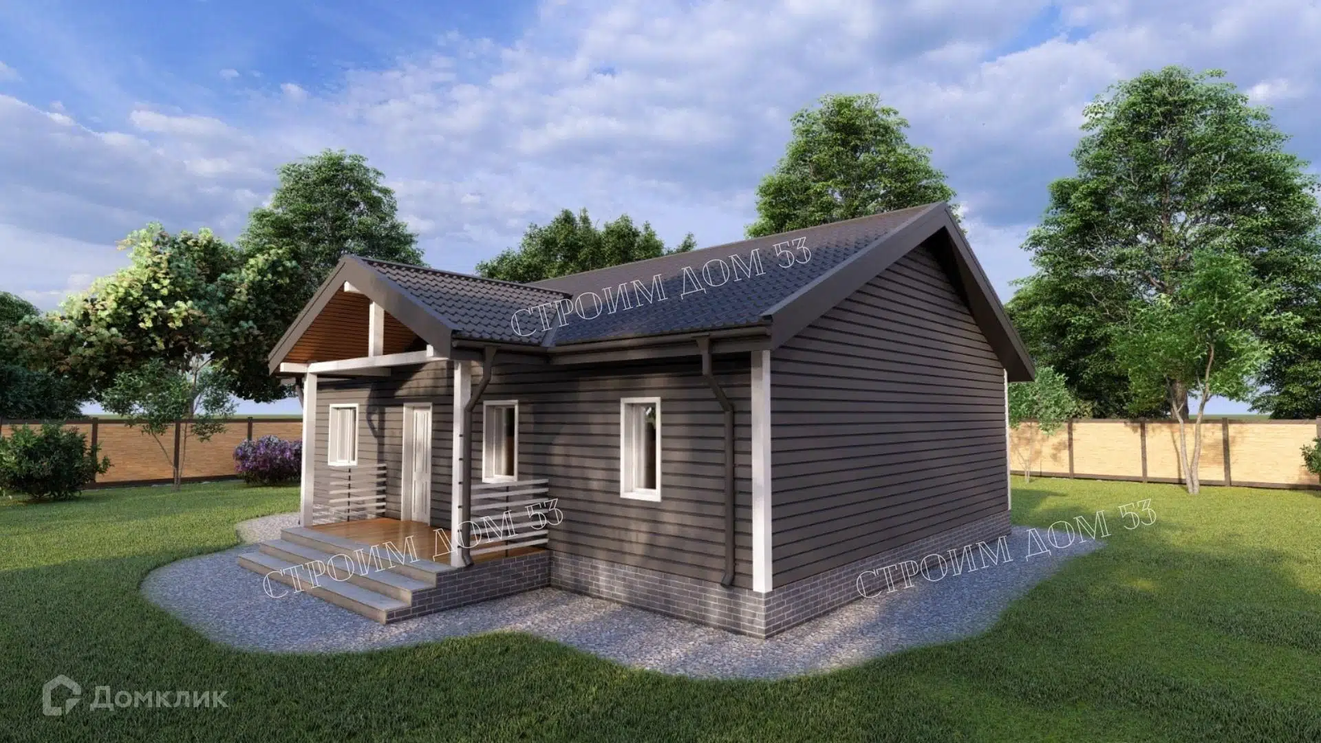 Проект дома «Одноэтажный каркасный дом 9х12м КД-7» компании СК Строим Дом 53 из материала Каркасный дом площадью 111.5м² под ключ за 4620000₽ в Донецке | 1 этаж, 3 спальни, 2 санузла – Домклик