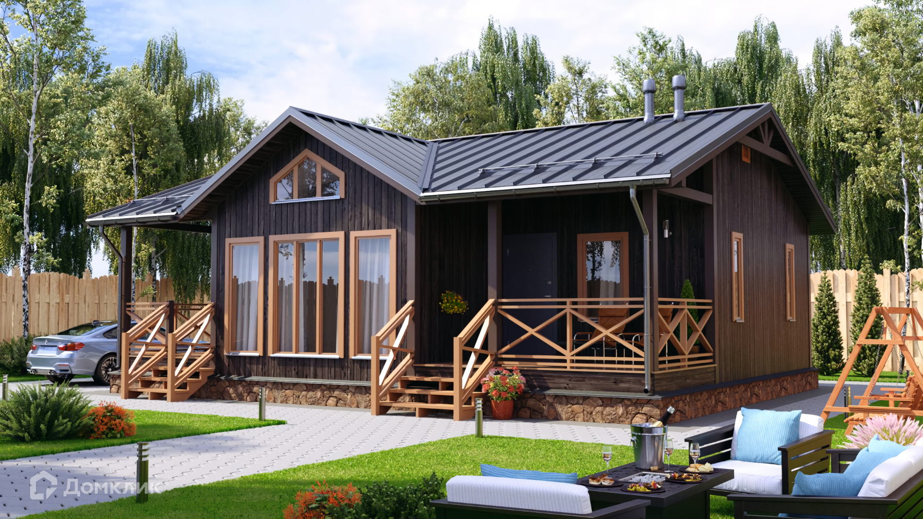 Проект дома «Спутник+ (8.5x11)» компании ООО «НашДомСтрой» из материала Каркасный дом площадью 85.5м² под ключ за 3797000₽ в Луганске | 1 этаж, 2 спальни, 1 санузел – Домклик