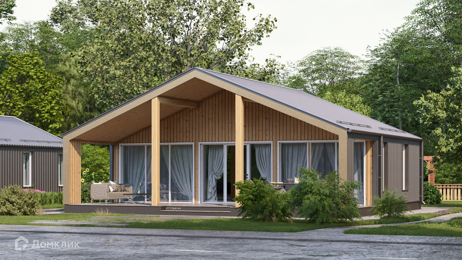 Проект дома «СВОЙ Лайт 006» компании СВОЙ из материала Каркасный дом площадью 75м² под ключ за 3265733₽ в Луганске | 1 этаж, 2 спальни, 1 санузел – Домклик