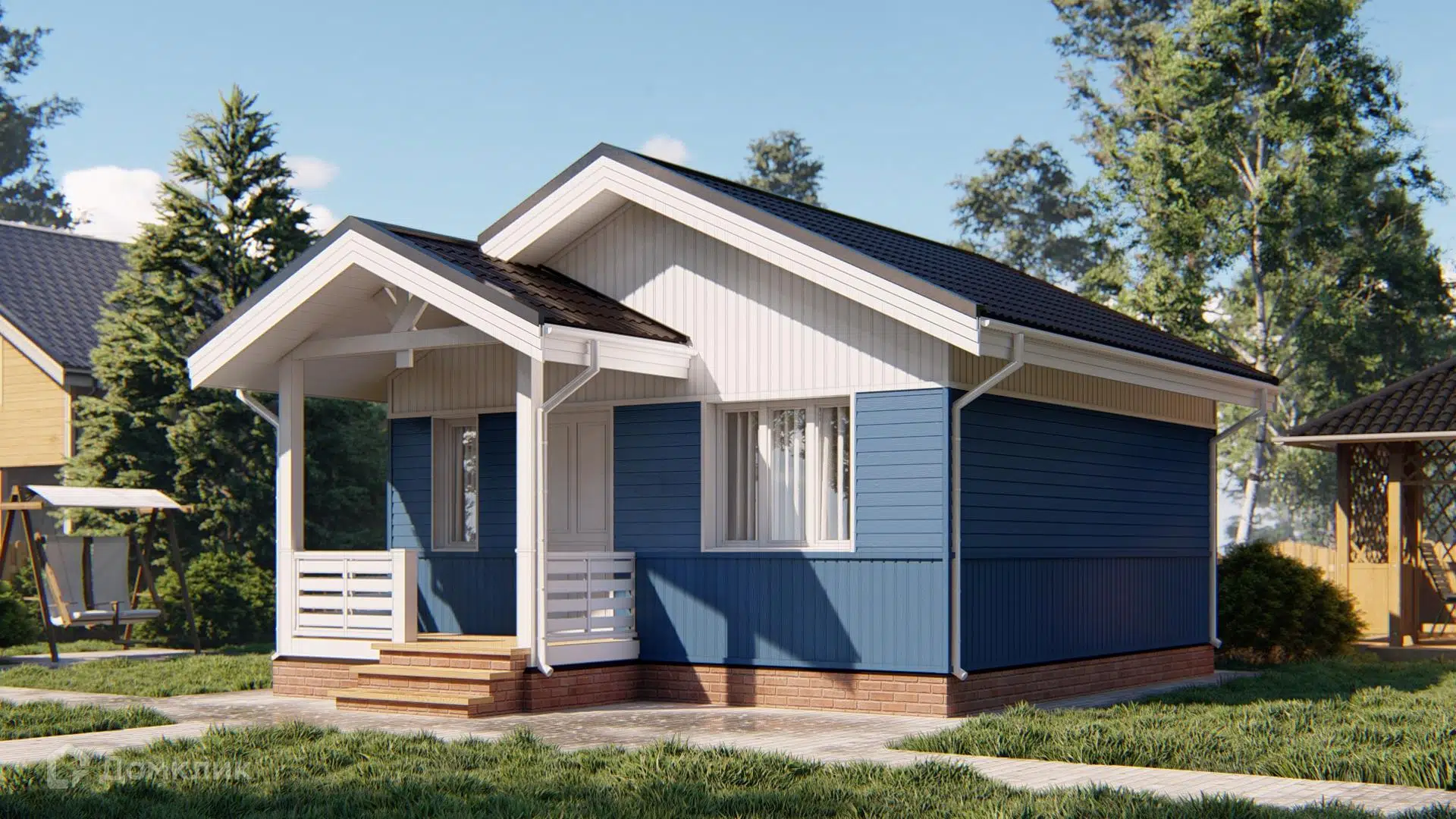 Проект дома «Каркасный дом 6х6 К-6» компании СК «Домовёнок» из материала Каркасный дом площадью 35.5м² под ключ за 1948000₽ в Донецке | 1 этаж, 2 спальни, 1 санузел – Домклик