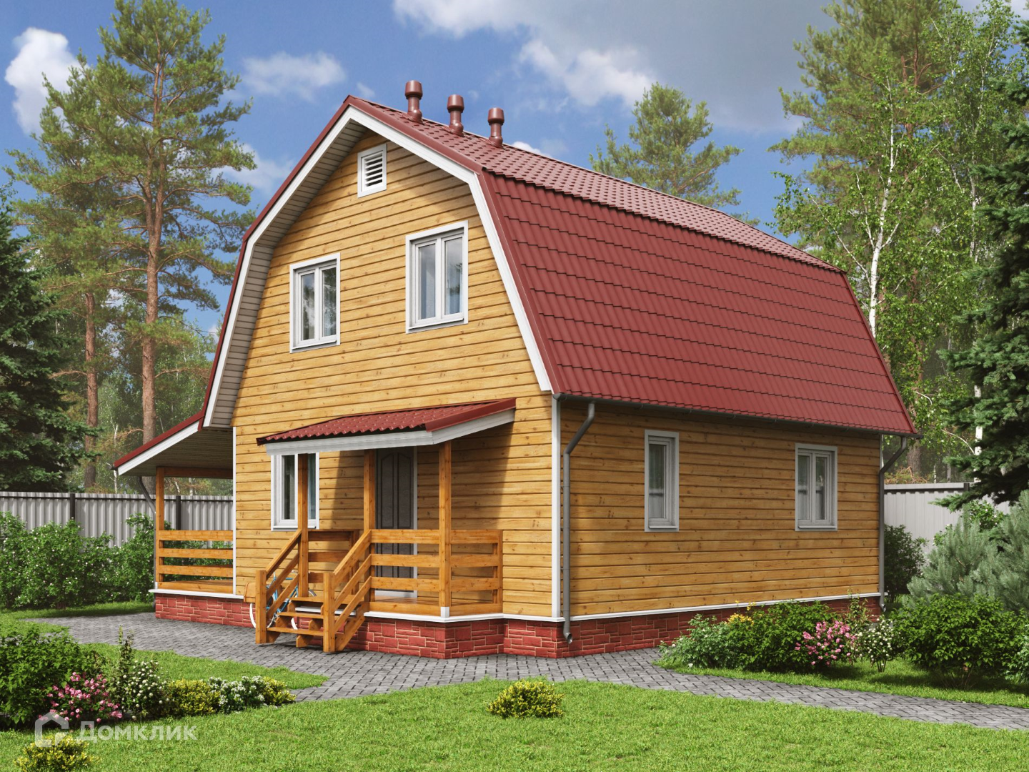Проект дома «Богатырь ЛК - 2 БК-180 8х7 м Б» компании Теремъ из материала Клееный брус площадью 108.7м² под ключ за 6112736₽ в Луганске | 2 этажа, 4 спальни, 2 санузла – Домклик