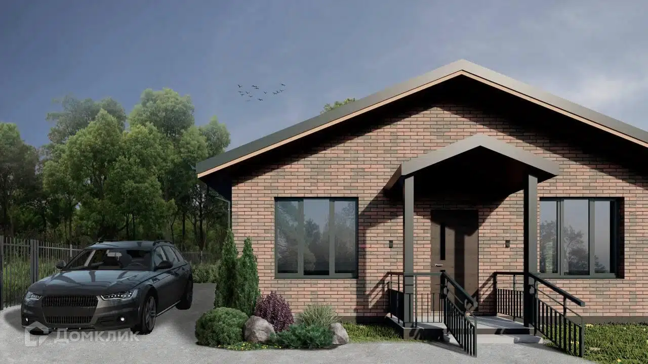 Проект дома «Дом в современном стиле с терассой» компании ООО «ЕРОСН» из материала Кирпич площадью 118м² под ключ за 6490000₽ в Луганске | 1 этаж, 3 спальни, 1 санузел – Домклик