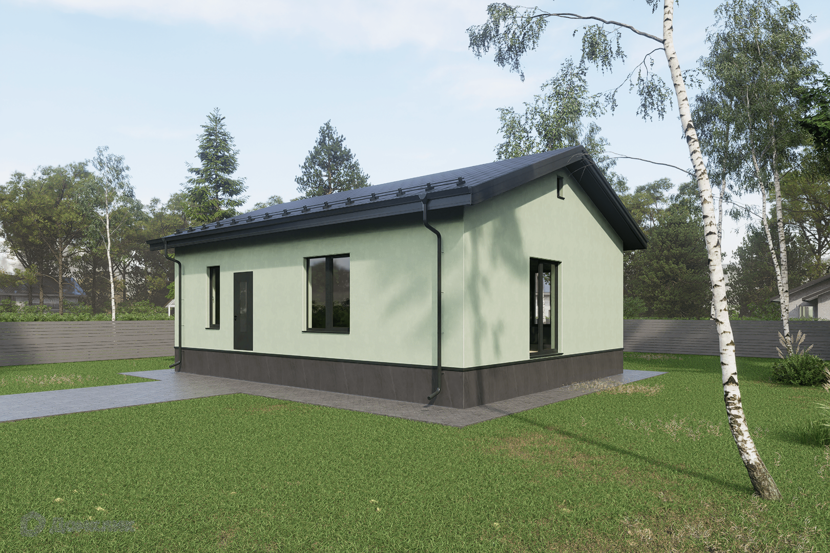 Проект дома «Загородный дом Турин-88» компании Титан из материала Пескоцементные блоки площадью 87.6м² под ключ за 6000000₽ в Донецке | 1 этаж, 3 спальни, 1 санузел – Домклик