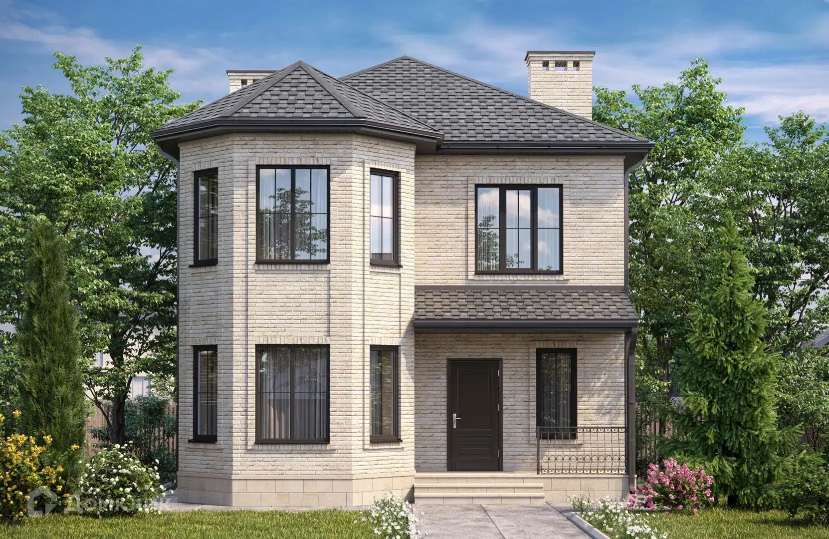 Проект дома «Новация 204» компании Подрядчик Стройдом из материала Кирпич площадью 122м² под ключ за 5050000₽ в Донецке | 2 этажа, 5 спален, 2 санузла – Домклик