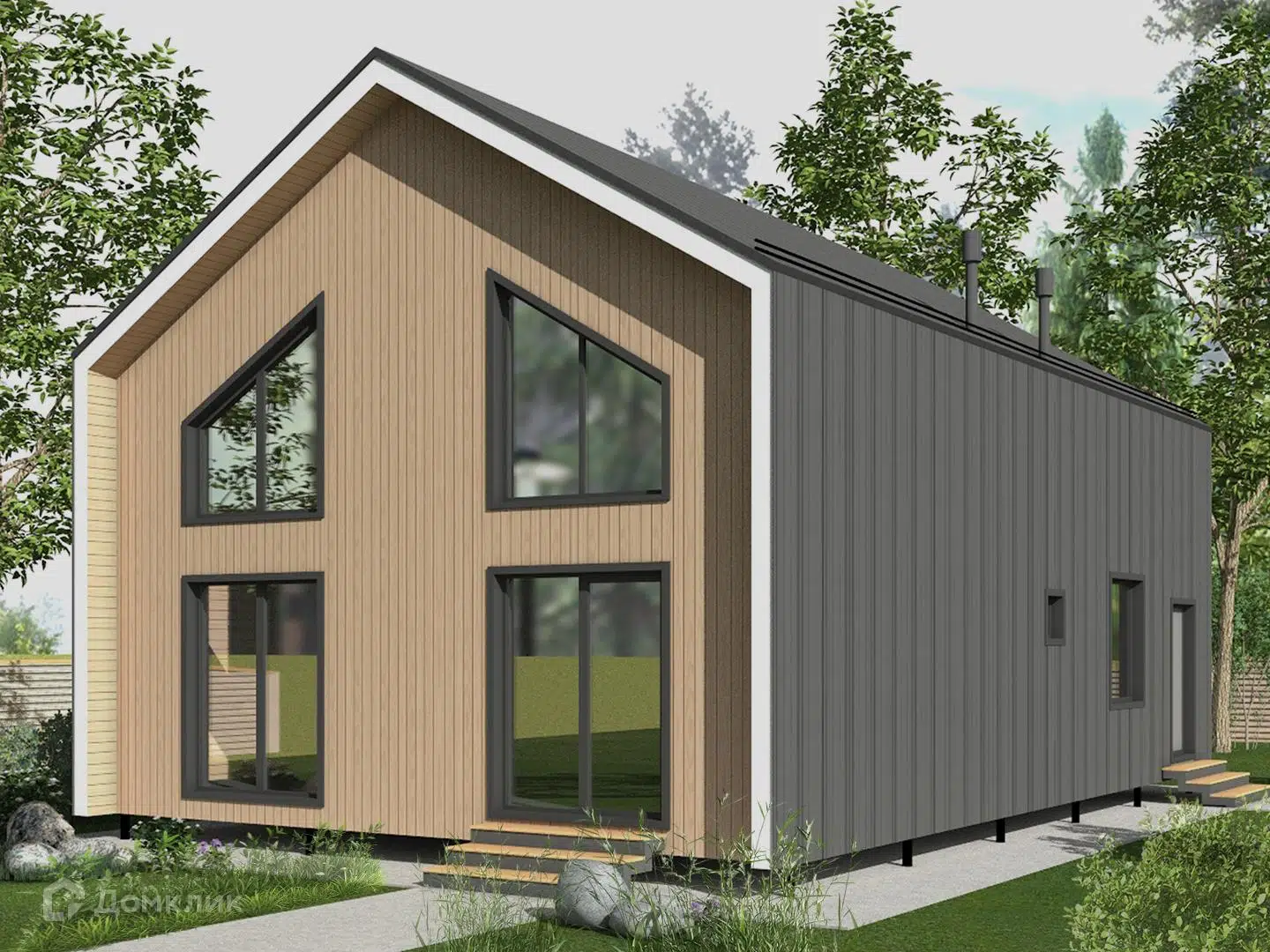Проект дома «Б-16» компании Теплодина из материала Каркасный дом площадью 126.64м² под ключ за 7328000₽ в Донецке | 2 этажа, 3 спальни, 2 санузла – Домклик