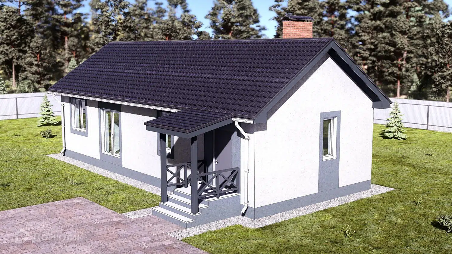 Проект дома «NHD-169» компании NEW HOUSE DEVELOPMENT из материала Газобетонные блоки площадью 80.94м² под ключ за 5509340₽ в Донецке | 1 этаж, 2 спальни, 1 санузел – Домклик