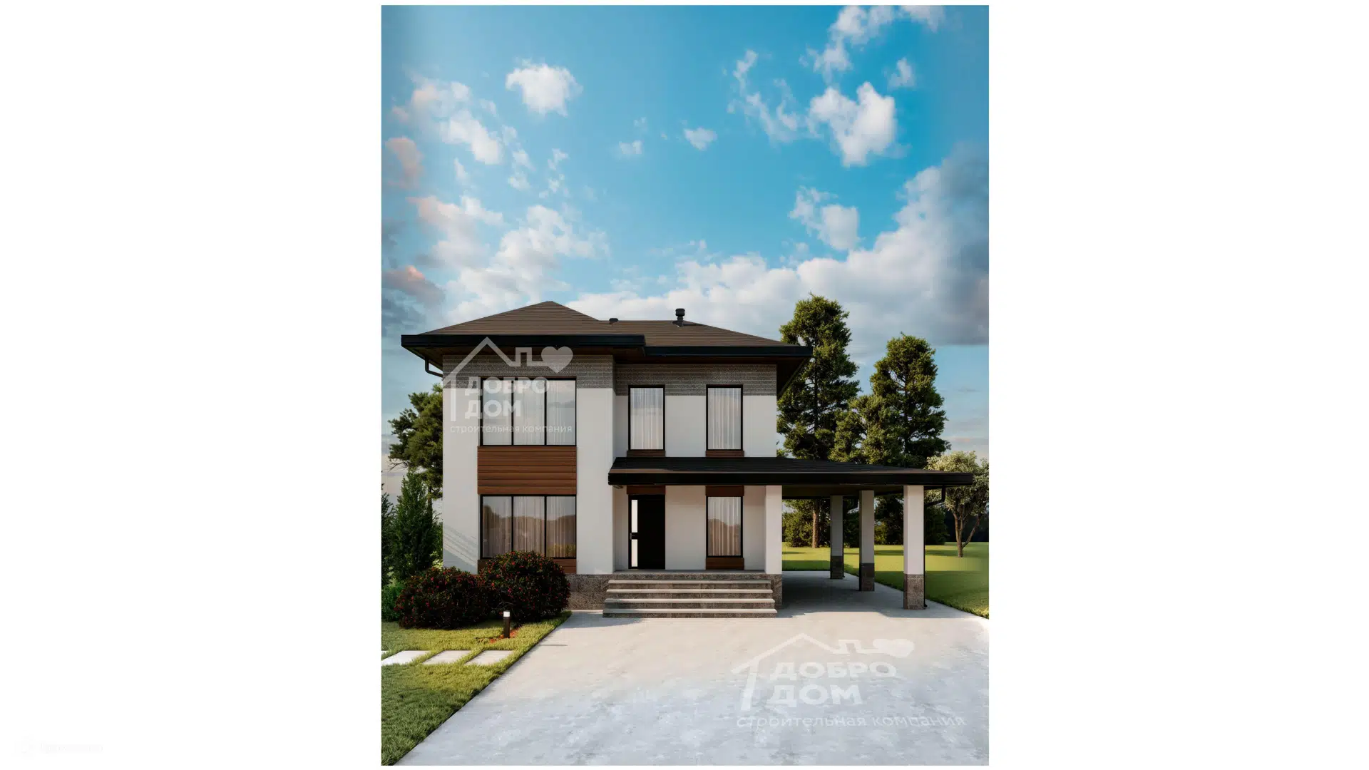 Проект дома «Коттедж Мега» компании СК «Добро Дом» из материала Газобетонные блоки площадью 154м² под ключ за 7525000₽ в Донецке | 2 этажа, 4 спальни, 3 санузла – Домклик