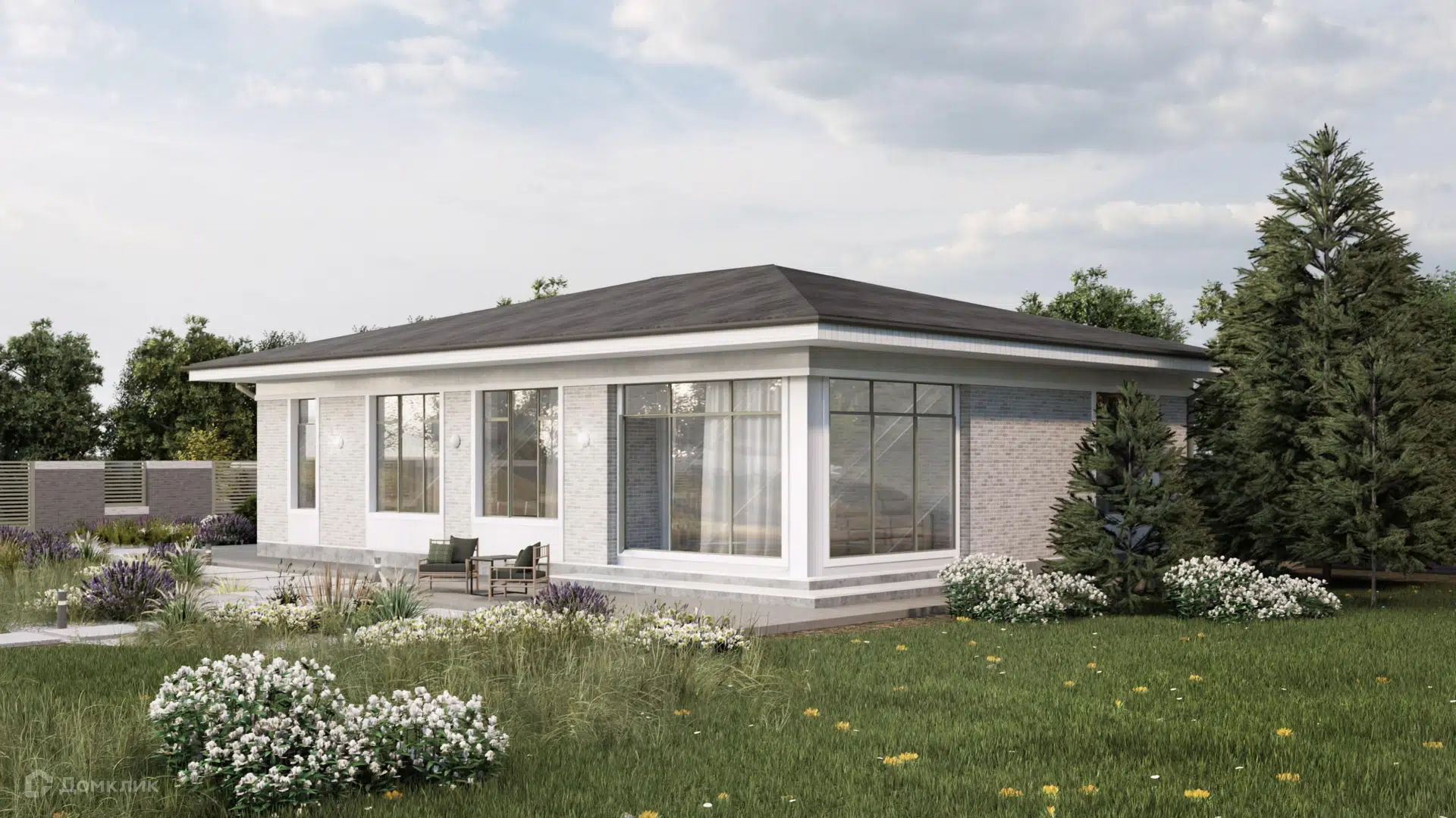 Проект дома «К-114.1» компании СК «КИТ» из материала Газобетонные блоки площадью 114.3м² под ключ за 9490000₽ в Луганске | 1 этаж, 4 спальни, 2 санузла – Домклик